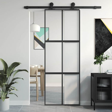 Drzwi przesuwne Vidaxx 76x205 cm szkło hartowane i aluminium w kolorze czarnym