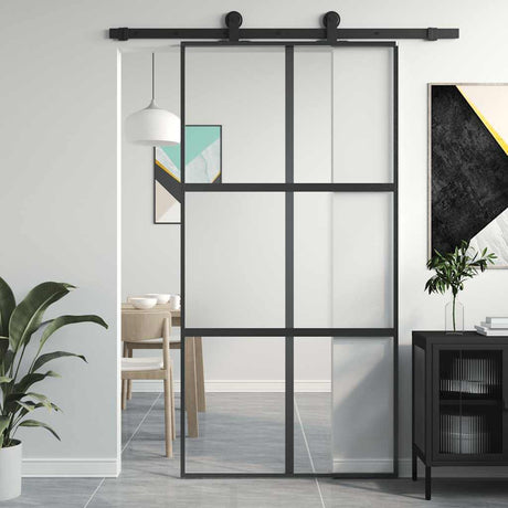 Drzwi przesuwne Vidaxx 102,5x205 cm szkło hartowane i aluminium w kolorze czarnym