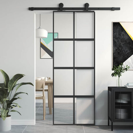 Drzwi przesuwne Vidaxx 76x205 cm szkło hartowane i aluminium w kolorze czarnym