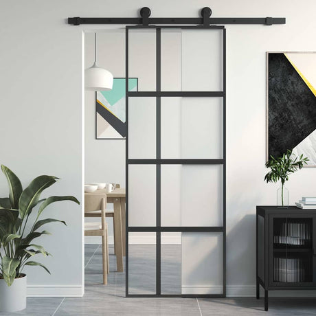 Drzwi przesuwne Vidaxx 76x205 cm szkło hartowane i aluminium w kolorze czarnym
