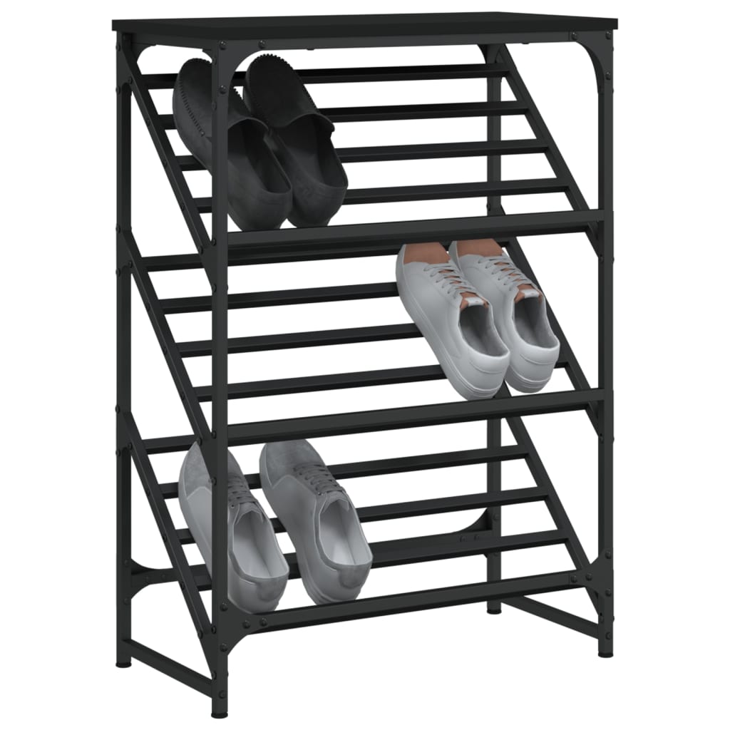 Rack butów vidaxl 60x30x85 cm przetworzone drewniane czarne