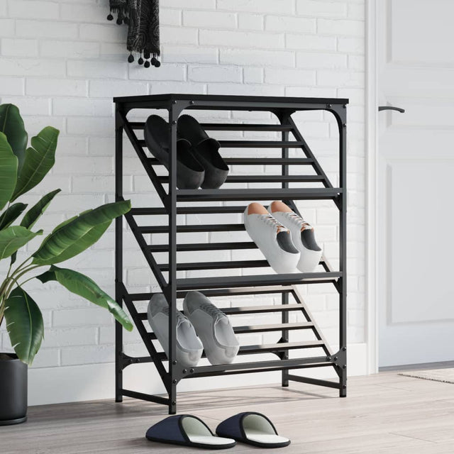 Rack butów vidaxl 60x30x85 cm przetworzone drewniane czarne