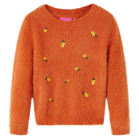 Sweter dziecięcy Vidaxl, dzianinowy 128 pomarańczowo-brązowy