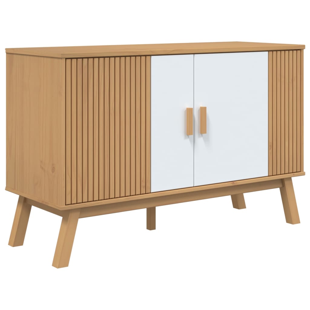 Vidaxl dressoir olden 114x43x73,5 cm massief grenenhout wit en bruin
