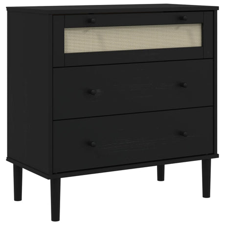 Vidaxl ladekast senja rattan-look 80x40x80 cm massief grenenhout zwart