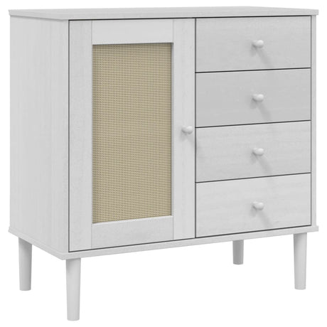 Vidaxl dressoir senja 80x40x80 cm rattan look massief grenenhout wit