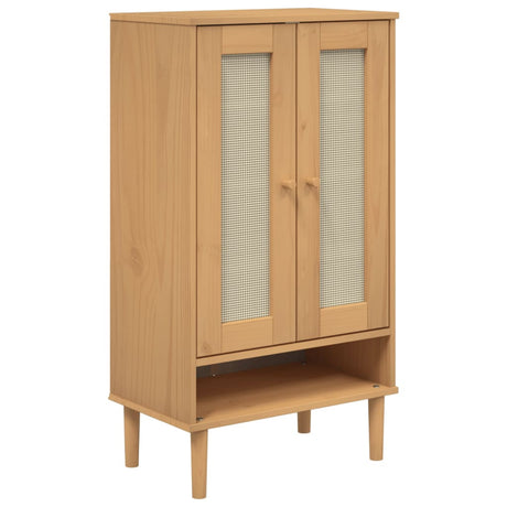 Szafka na buty Vidaxx senja 59,5x35x107 cm rattan imitująca drewno sosnowe brązowa
