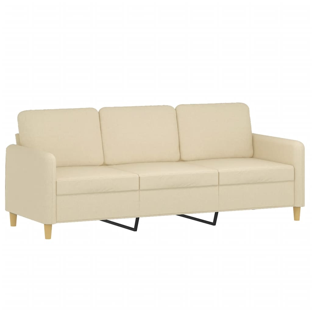 Vidaxl driezitsbank 180 cm stof crèmekleurig