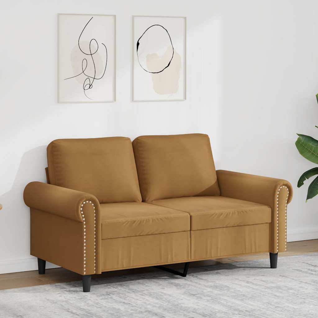 Vidaxl tweezitsbank 120 cm fluweel bruin