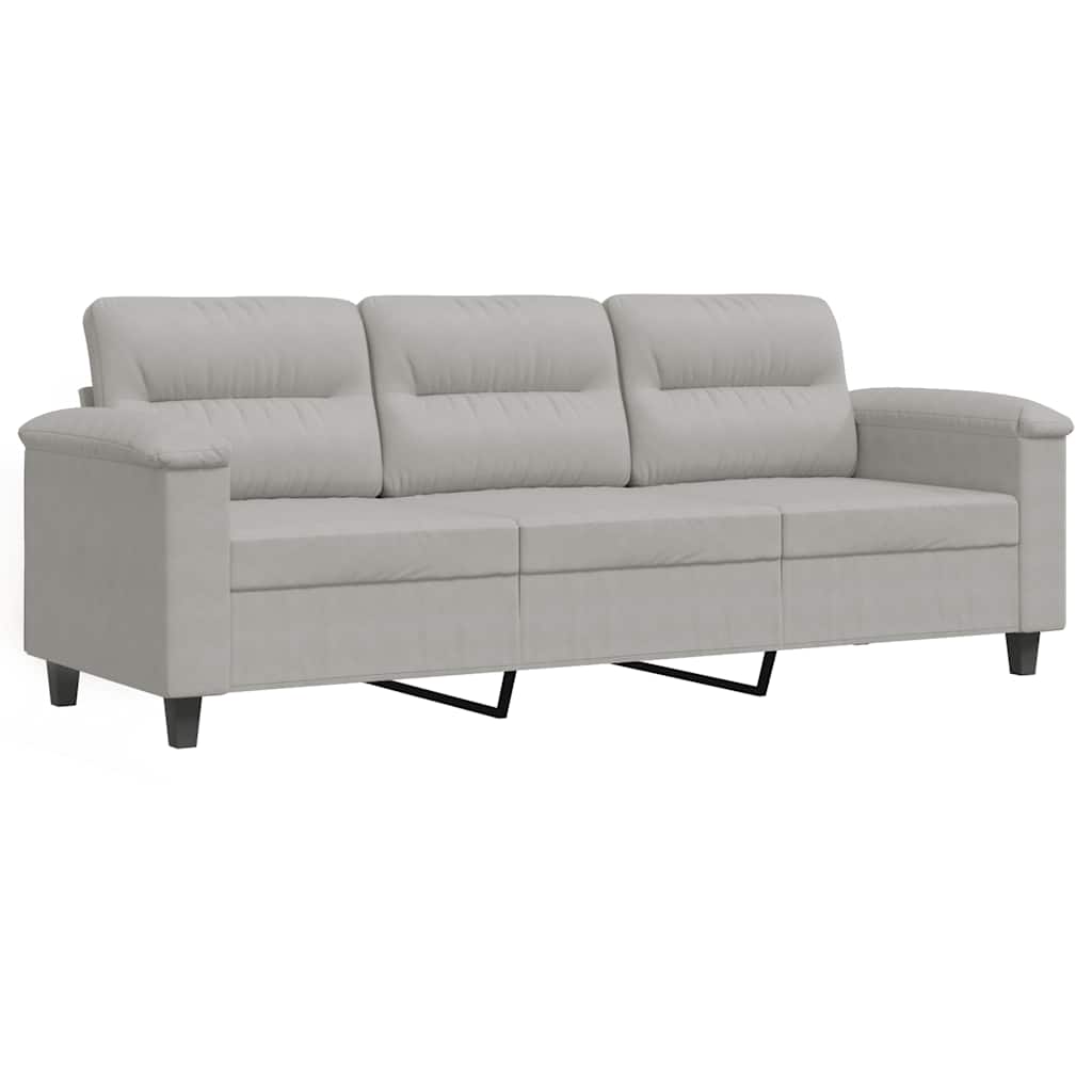 Vidaxl driezitsbank 180 cm microvezelstof lichtgrijs