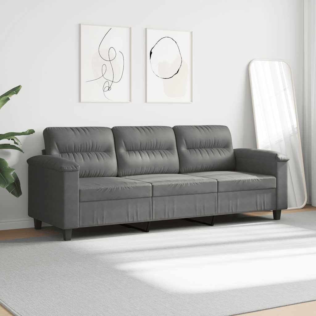 Vidaxl driezitsbank 180 cm microvezelstof donkergrijs
