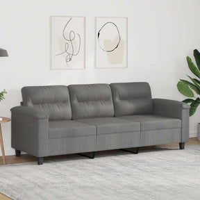 Vidaxl driezitsbank 180 cm microvezelstof donkergrijs