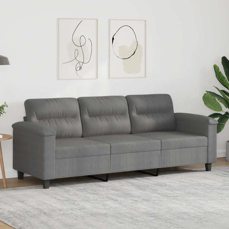 Vidaxl driezitsbank 180 cm microvezelstof donkergrijs