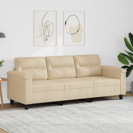 Vidaxl driezitsbank 180 cm microvezelstof crèmekleurig