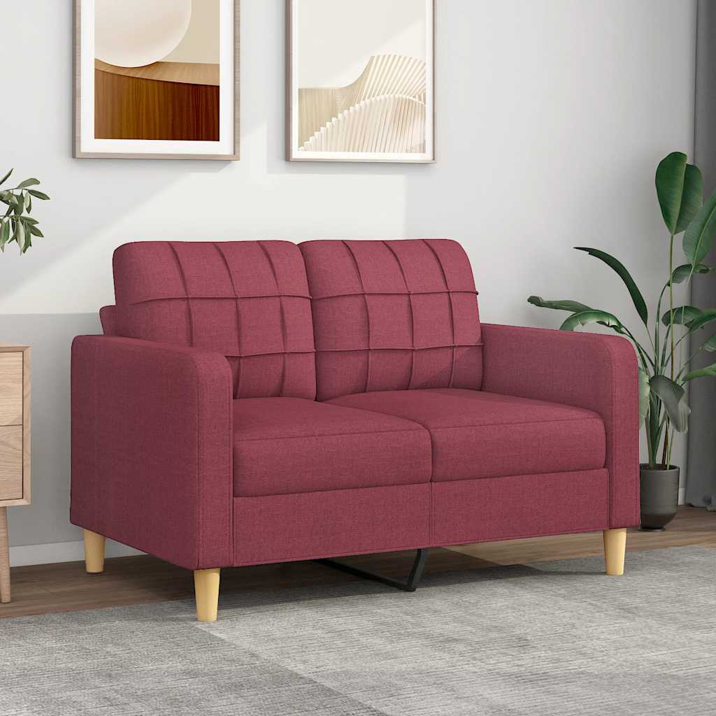 Vidaxl tweezitsbank 120 cm stof wijnrood
