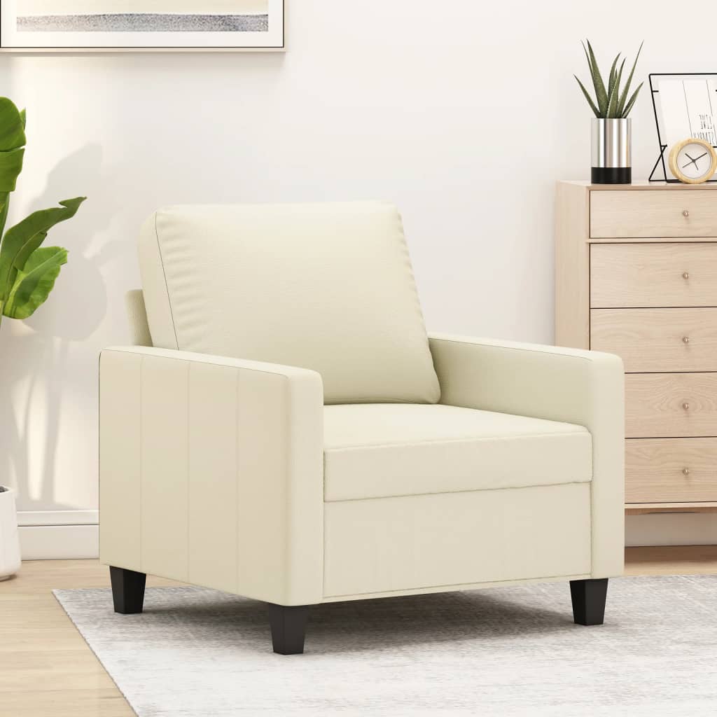 Vidaxl fauteuil 60 cm kunstleer crèmekleurig