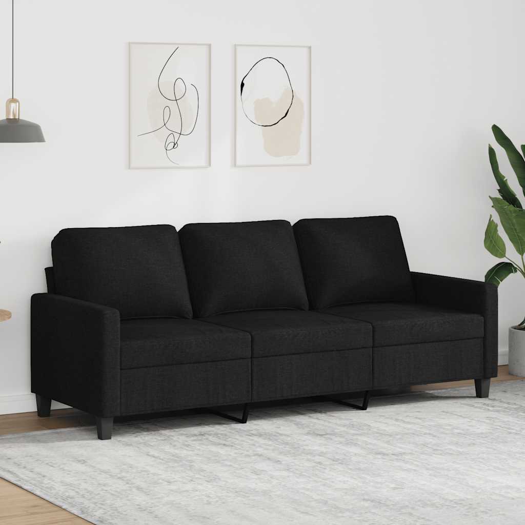 Vidaxl driezitsbank 180 cm stof zwart
