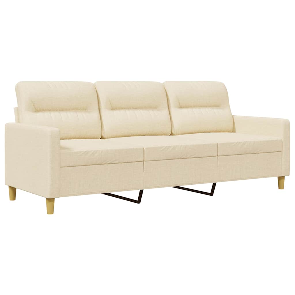 Vidaxl driezitsbank 180 cm stof crèmekleurig