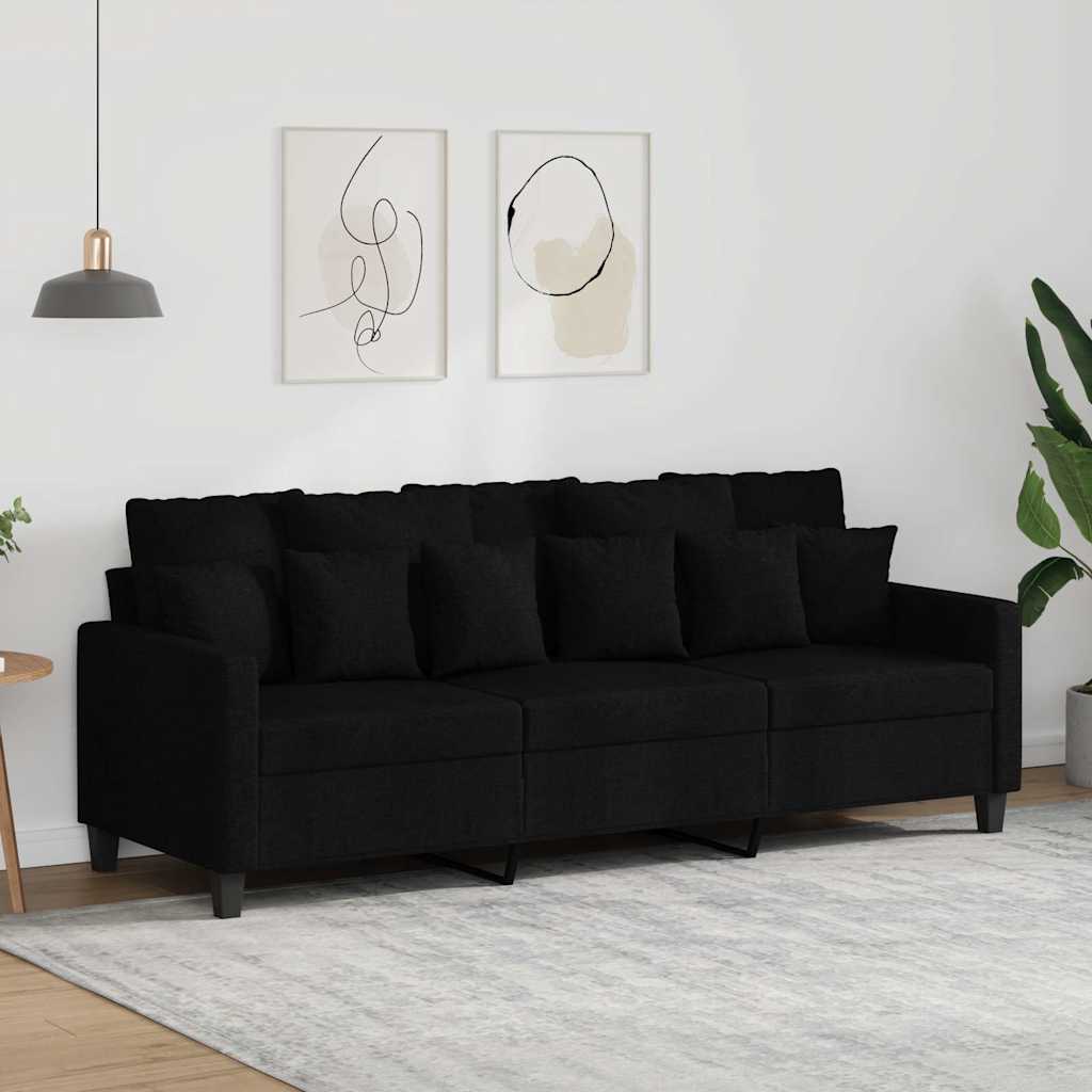 Vidaxl driezitsbank 180 cm stof zwart