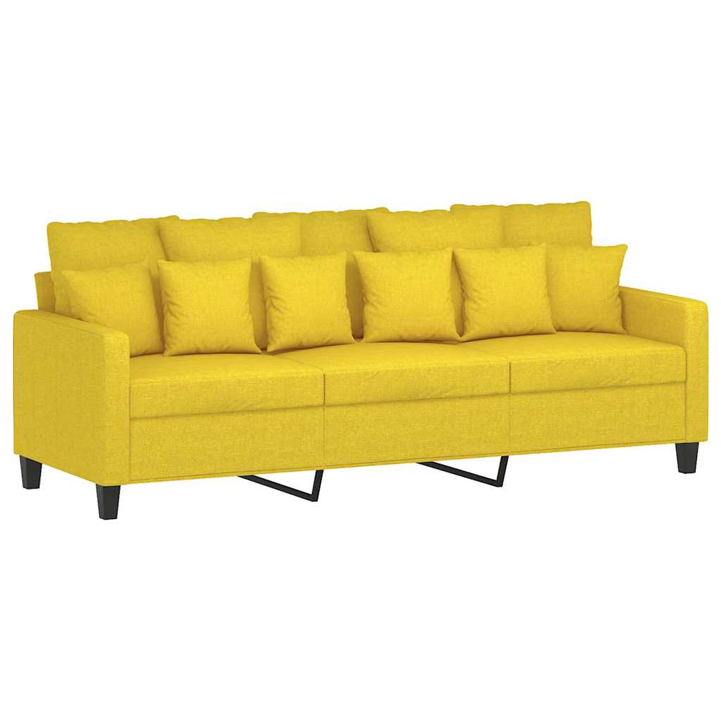 Vidaxl driezitsbank 180 cm stof lichtgeel