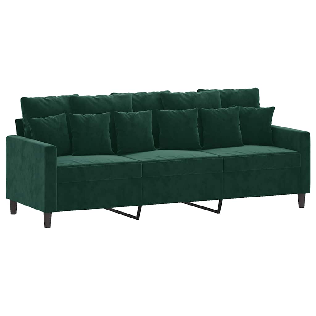 Vidaxl driezitsbank 180 cm fluweel donkergroen