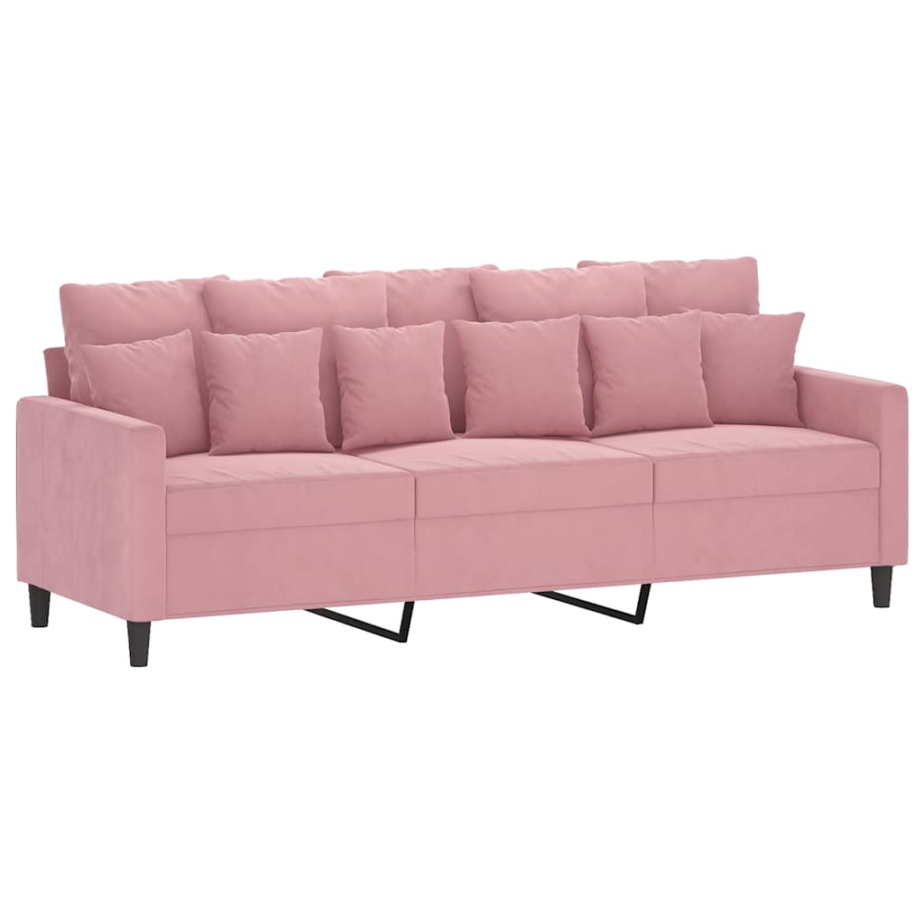Vidaxl driezitsbank 180 cm fluweel roze