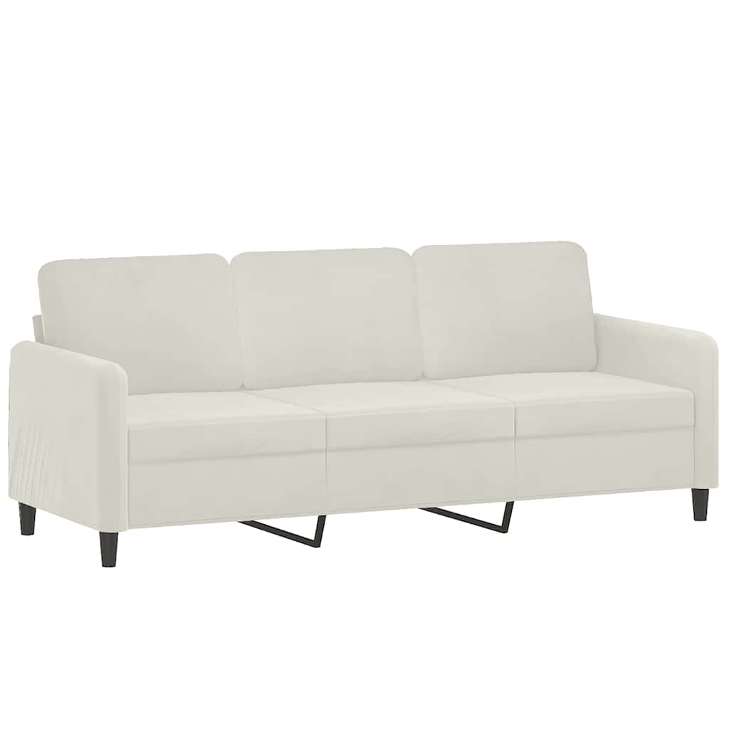 Vidaxl driezitsbank 180 cm fluweel crèmekleurig
