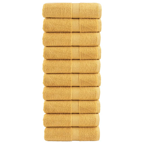 Ręczniki dla gości VidaXL, 10 szt., 600 g m², 30x50 cm, w kolorze złotym