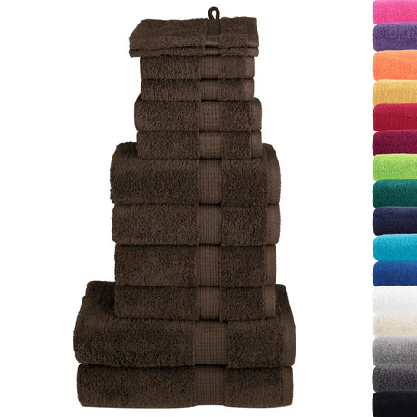 VidaXL 12-częściowy zestaw ręczników SOLUND 600 g m², brązowy