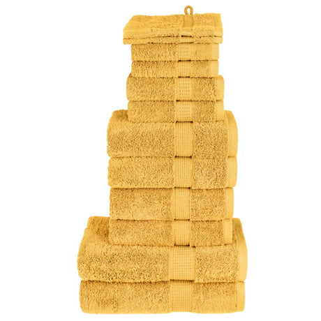 VidaXL 12-częściowy zestaw ręczników SOLUND, 600 g m², w kolorze złotym
