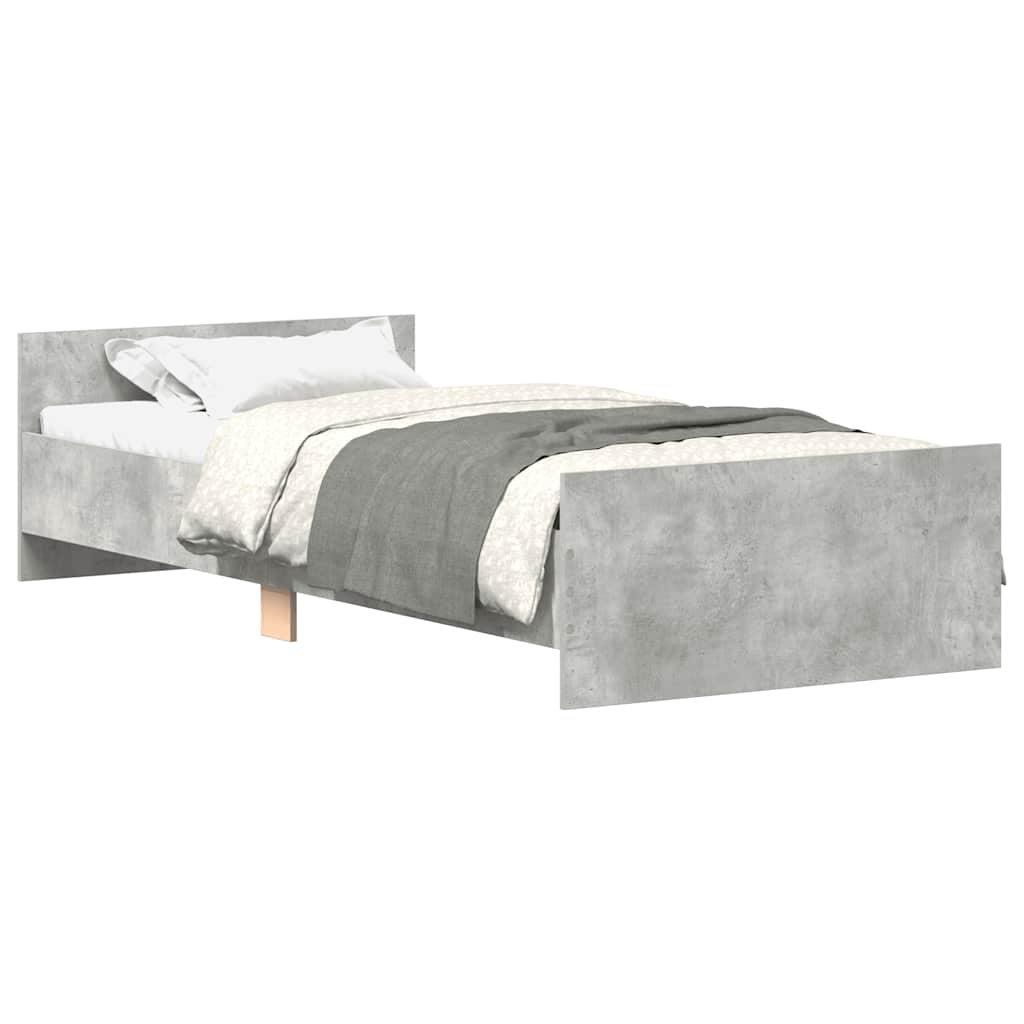 Vidaxl bedframe bewerkt hout betongrijs 90x200 cm