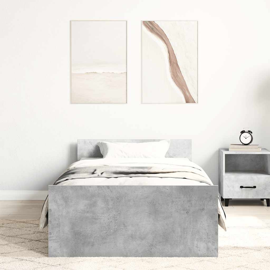 Vidaxl bedframe bewerkt hout betongrijs 90x190 cm