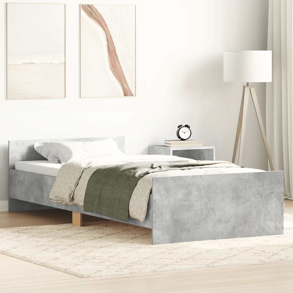 Vidaxl bedframe bewerkt hout betongrijs 90x190 cm