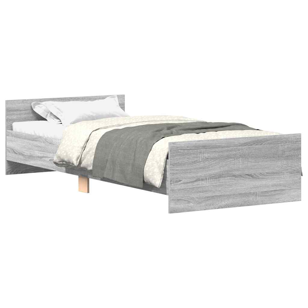 Vidaxl bedframe bewerkt hout grijs sonoma eiken 75x190 cm