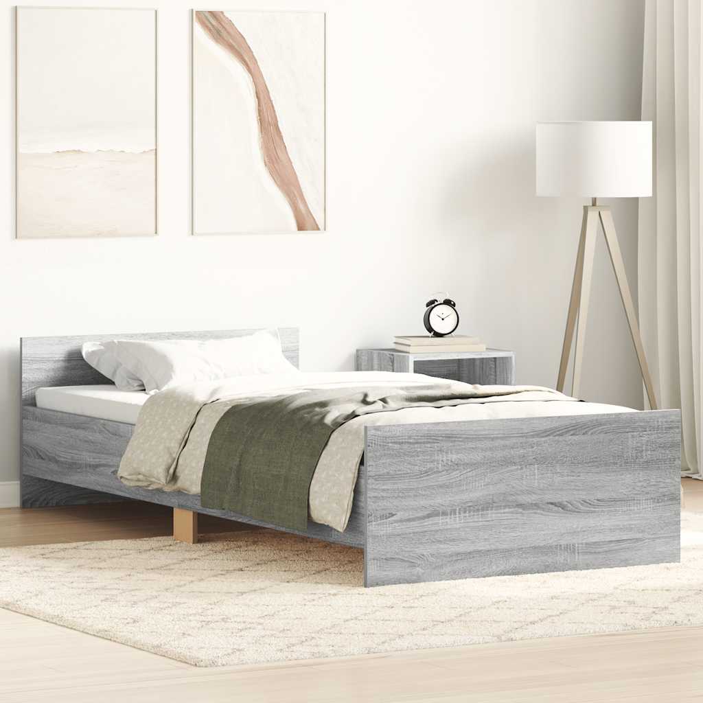 Vidaxl bedframe bewerkt hout grijs sonoma eiken 75x190 cm