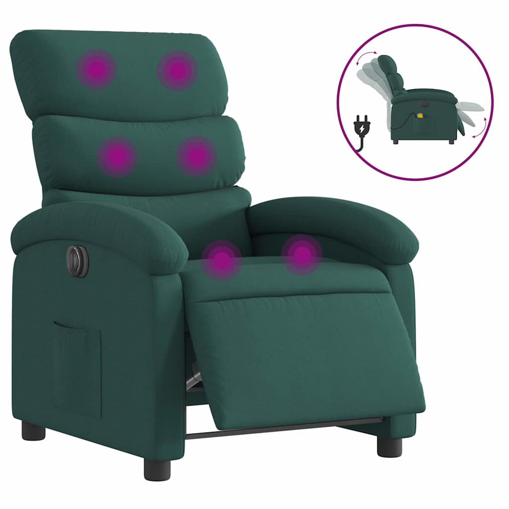 Vidaxl massagestoel elektrisch verstelbaar stof donkergroen