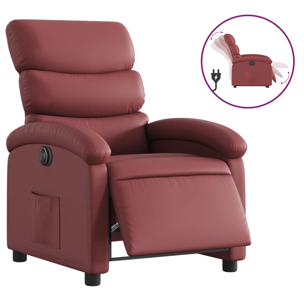 Vidaxl fauteuil verstelbaar elektrisch kunstleer wijnrood