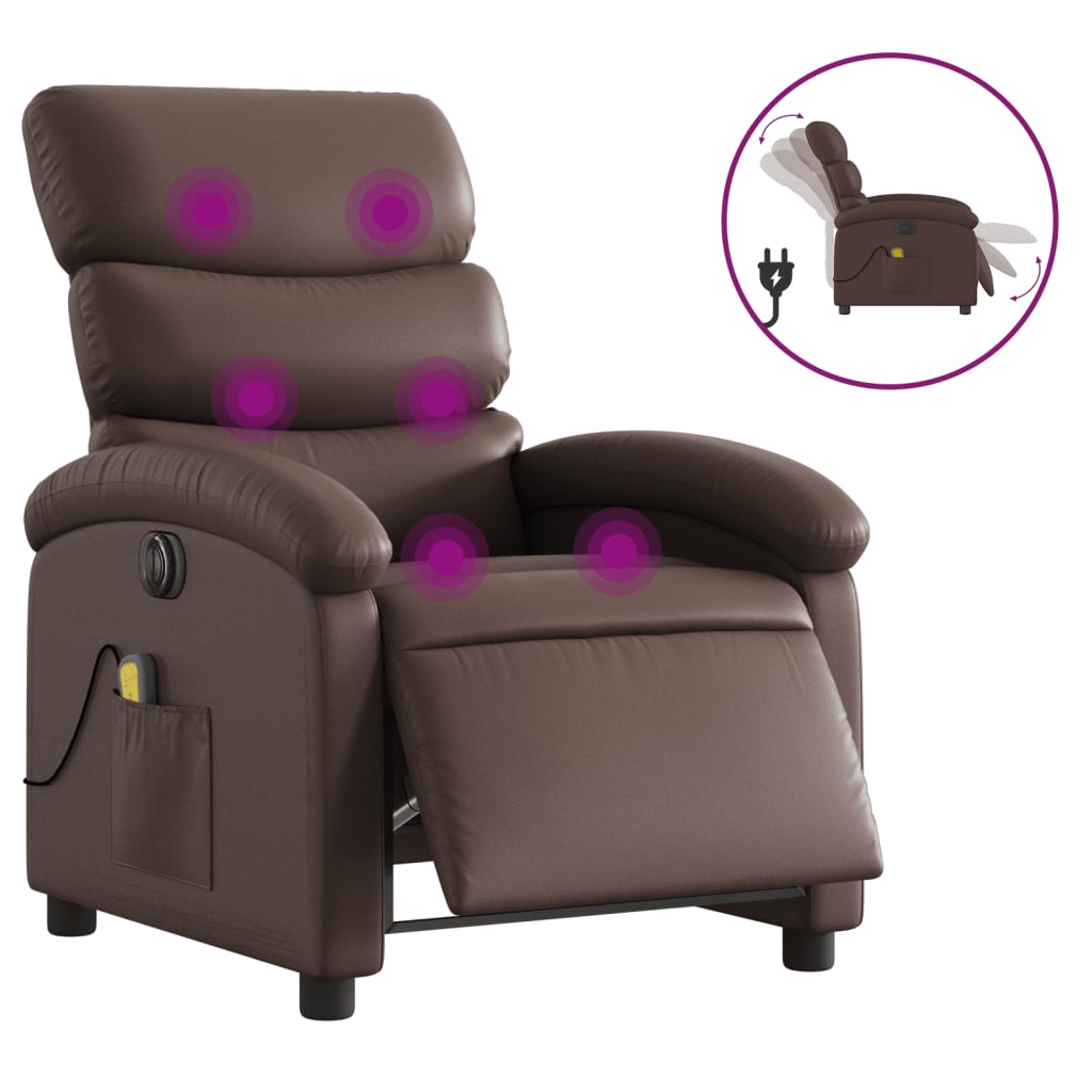 Vidaxl massagestoel verstelbaar elektrisch kunstleer bruin