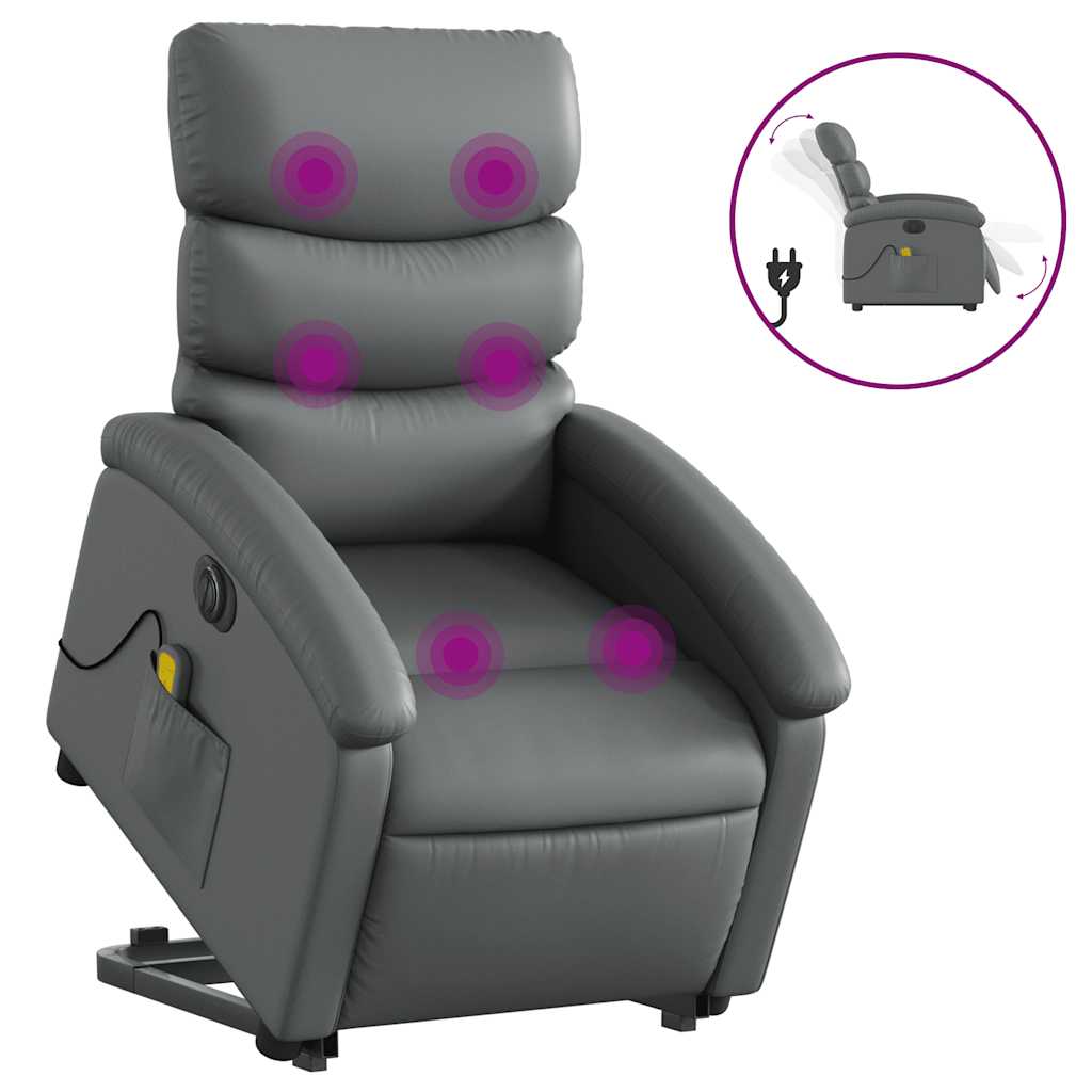 Vidaxl sta-op-massagestoel elektrisch kunstleer grijs