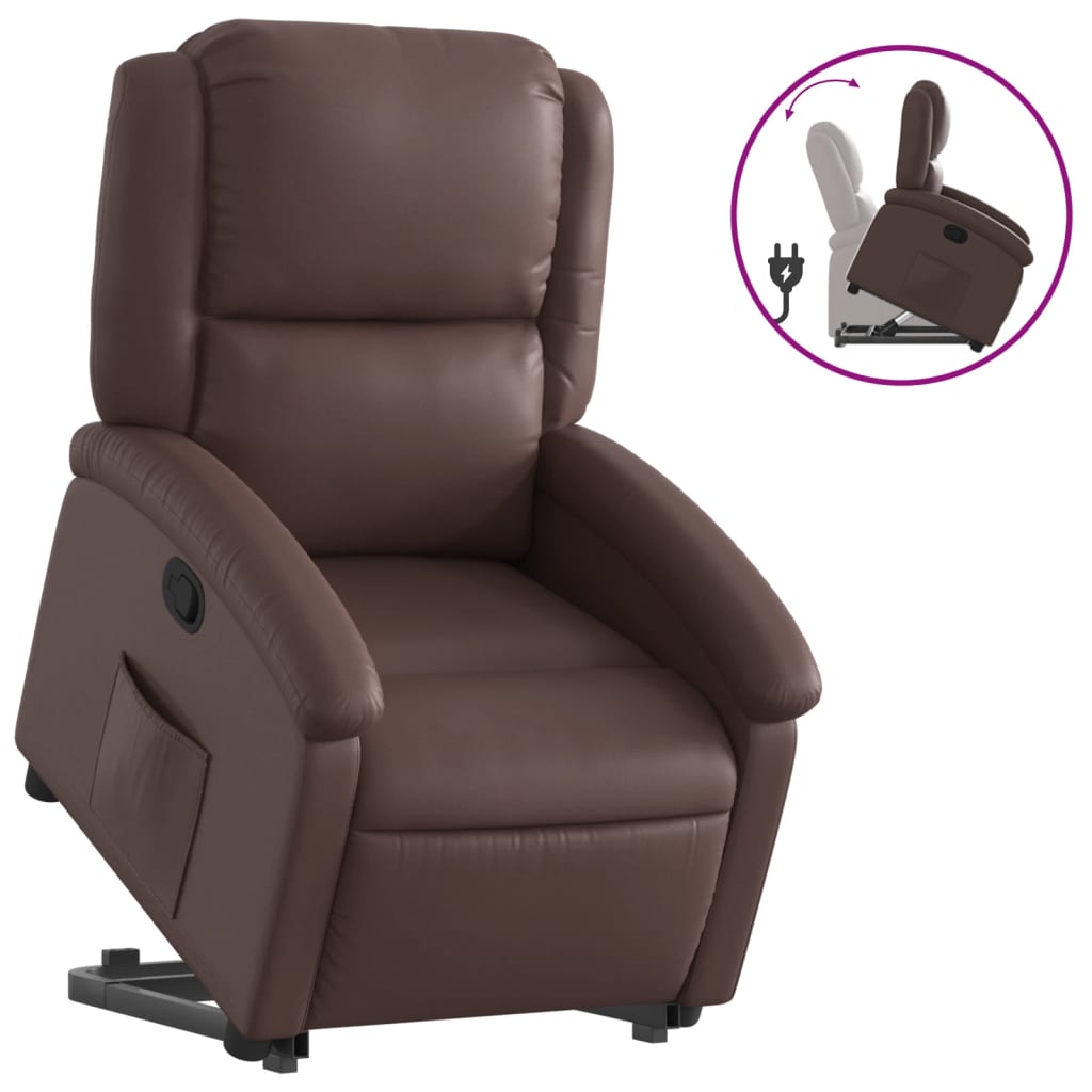 Vidaxl sta-op-fauteuil verstelbaar kunstleer bruin