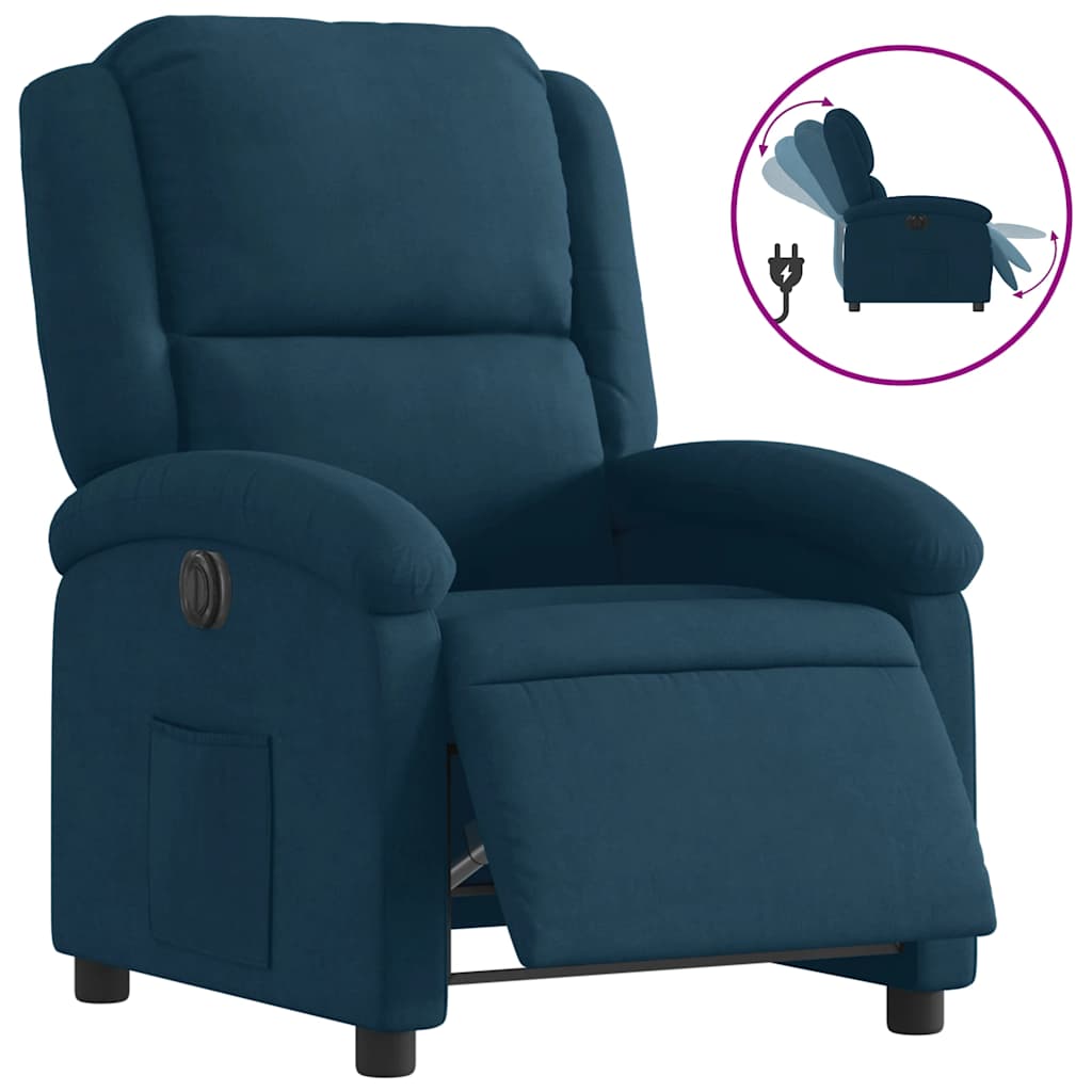 Vidaxl fauteuil elektrisch verstelbaar fluweel blauw