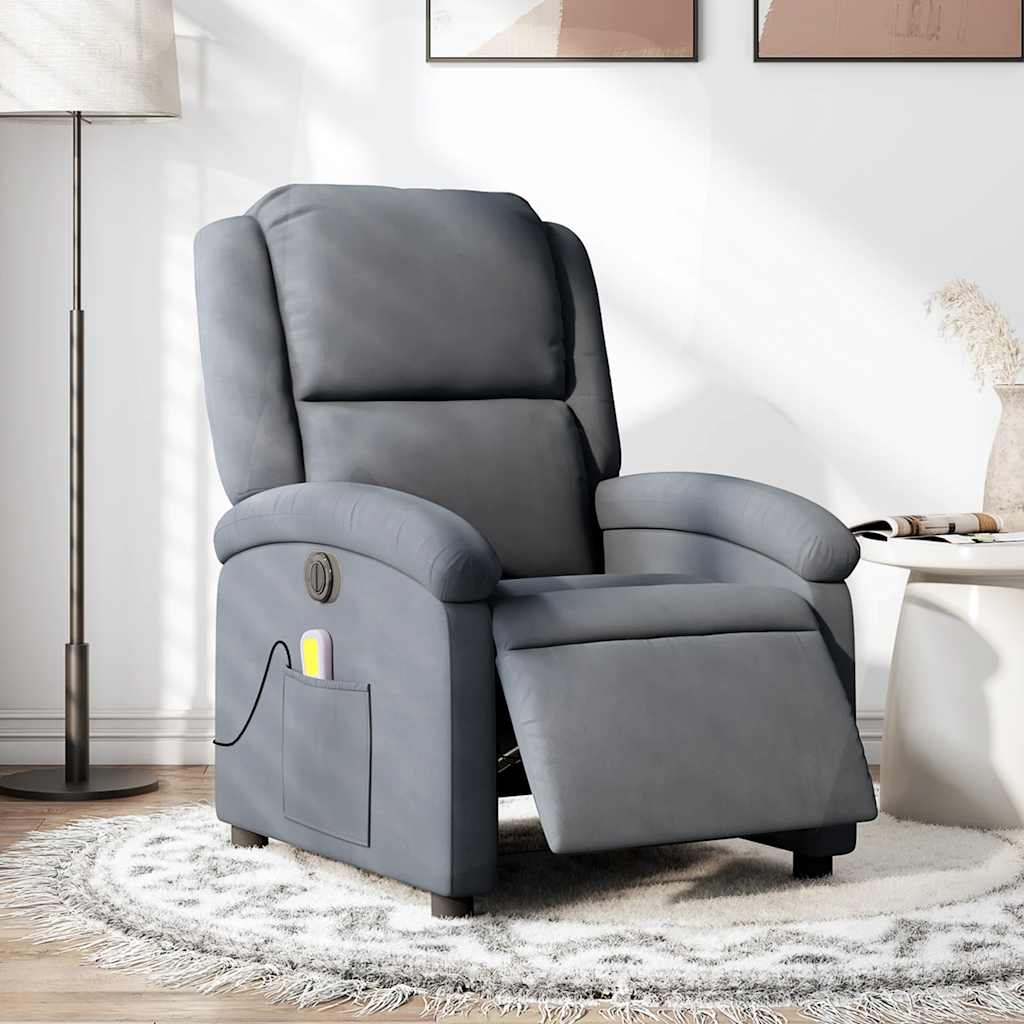 Vidaxl massagestoel elektrisch verstelbaar fluweel donkergrijs
