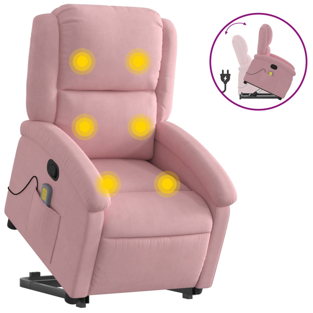Vidaxl sta-op-massagestoel verstelbaar fluweel roze