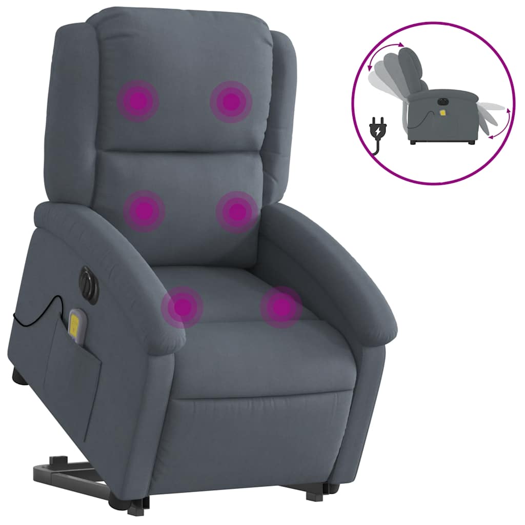 Vidaxl sta-op-massagestoel elektrisch verstelbaar fluweel donkergrijs