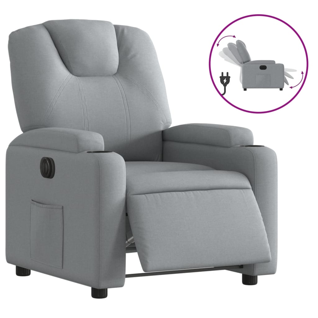 Vidaxl fauteuil elektrisch verstelbaar stof lichtgrijs