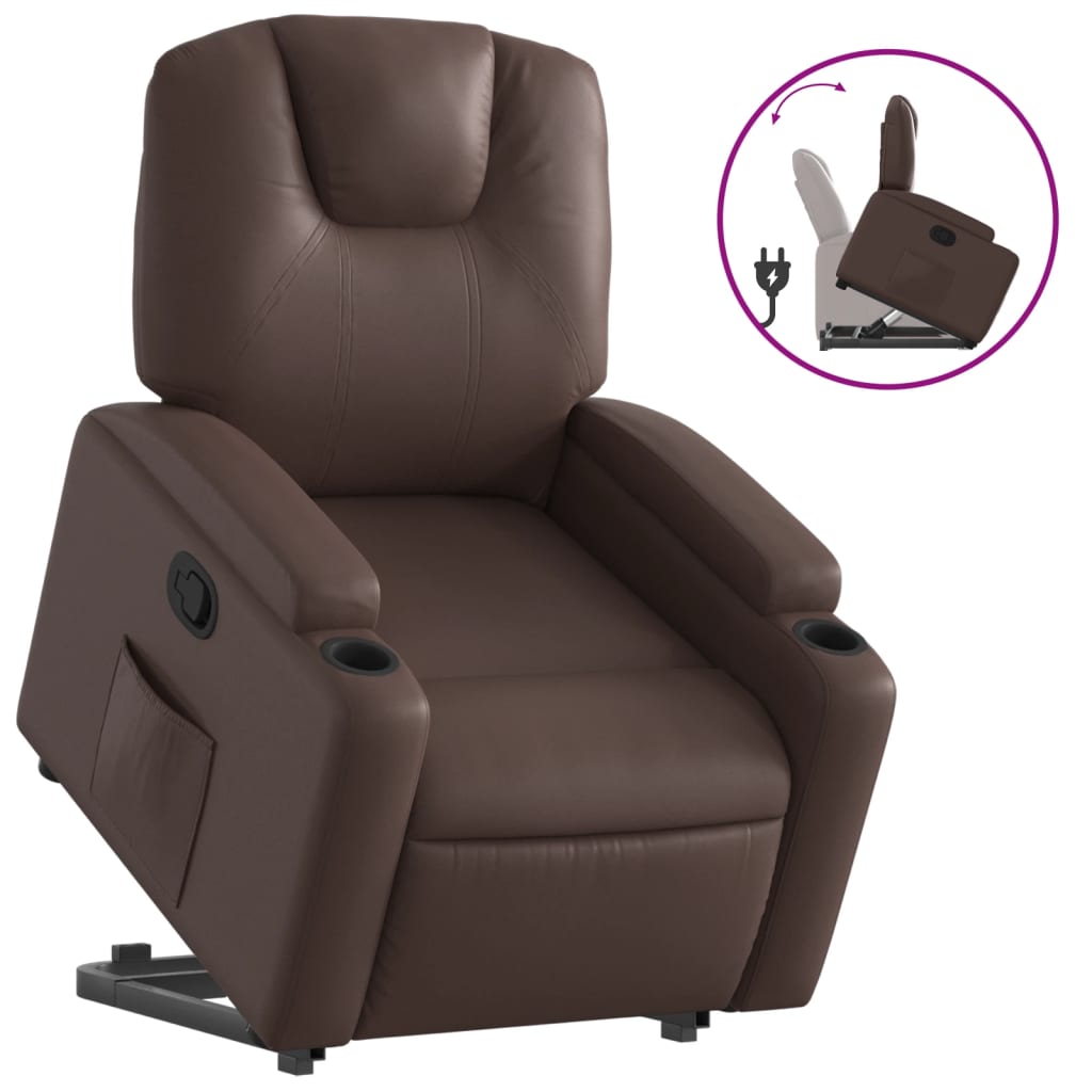Vidaxl sta-op-fauteuil verstelbaar kunstleer bruin