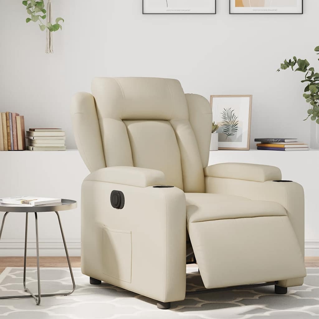 Vidaxl fauteuil elektrisch verstelbaar kunstleer crèmekleurig