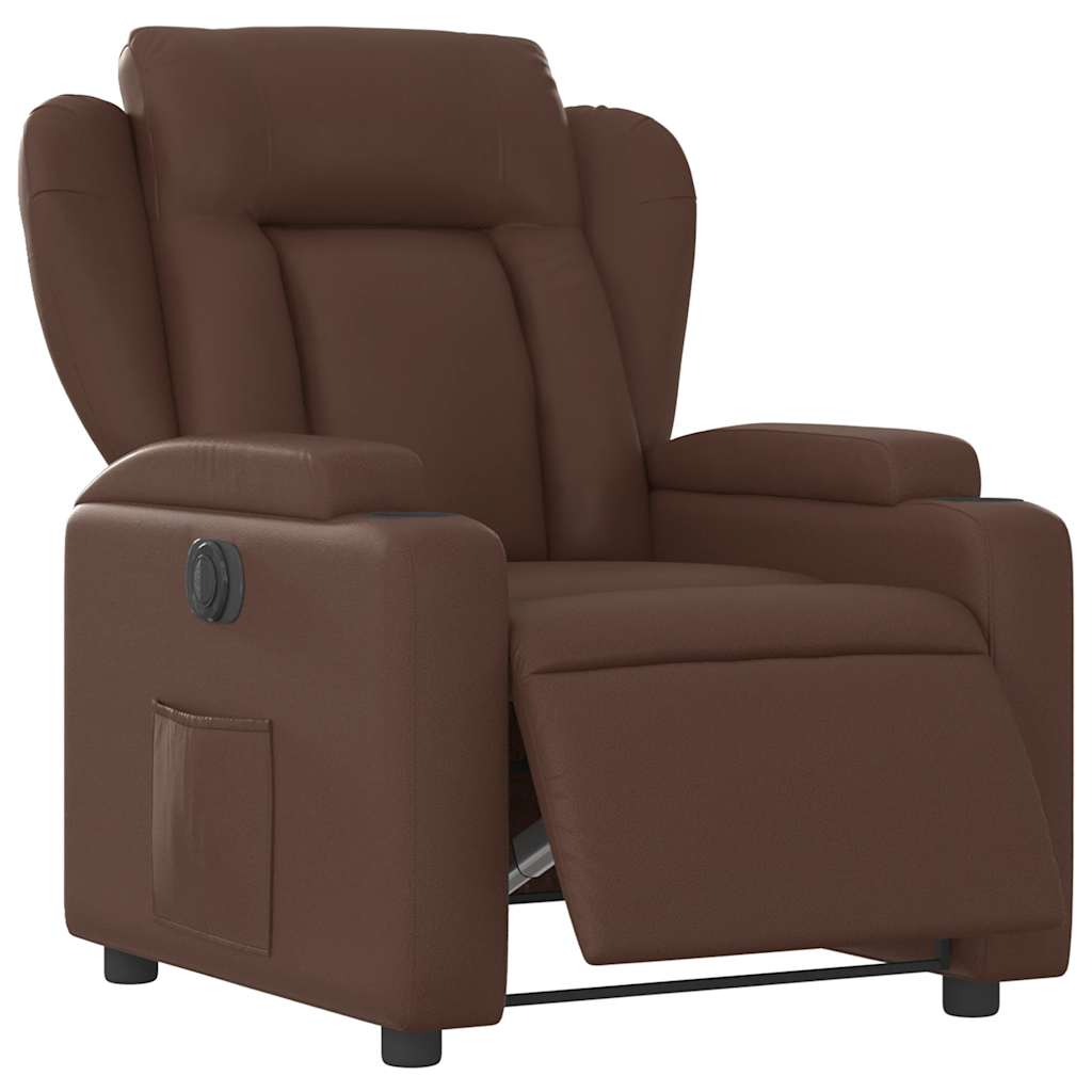 Vidaxl fauteuil verstelbaar elektrisch kunstleer bruin