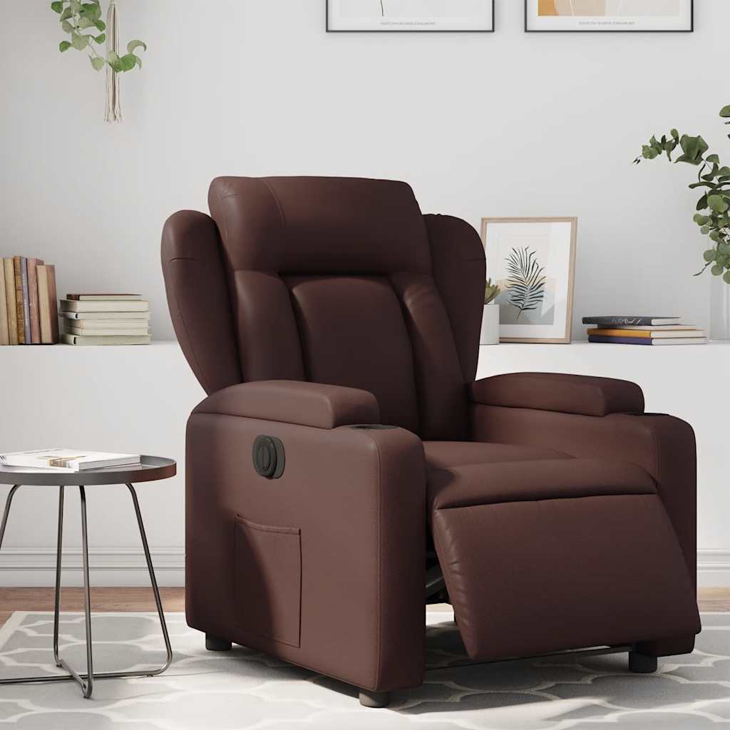 Vidaxl fauteuil verstelbaar elektrisch kunstleer bruin