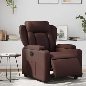Vidaxl fauteuil verstelbaar elektrisch kunstleer bruin